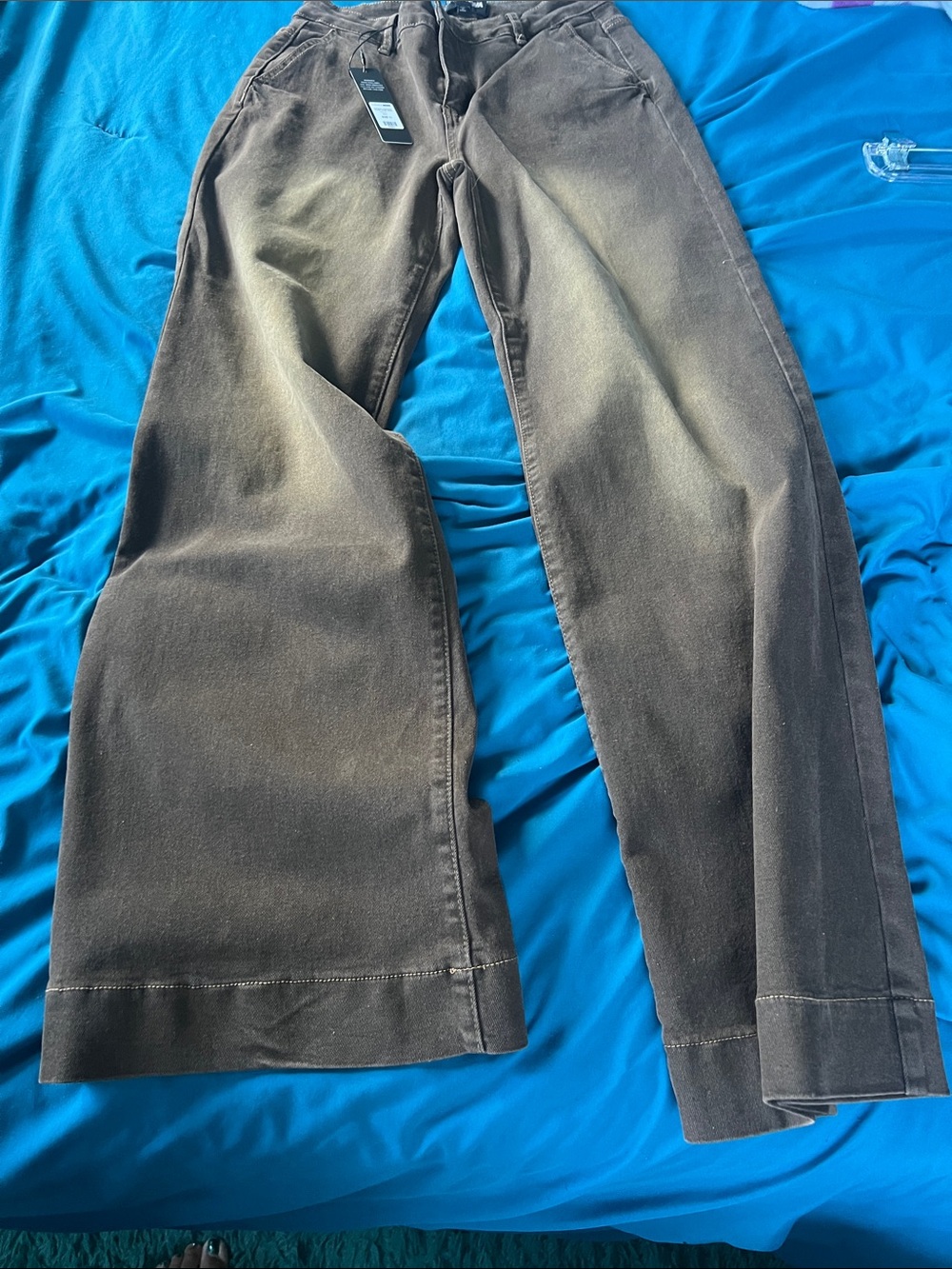 Fashion Nova Washed Brown Straight-Leg Trouser Jeans
